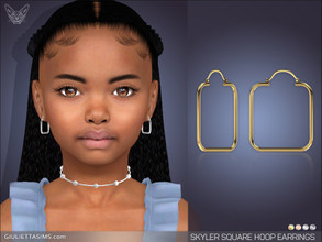 Sims 4 — Skyler Square Hoop Earrings For Kids by feyona — Skyler Square Hoop Earrings For Kids come in 4 colors of metal: