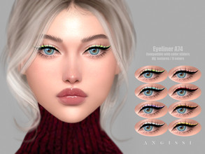 Sims 4 — Eyeliner A74 by ANGISSI — *PREVIEWS MADE USING HQ MOD *Makeup category *8 colors *Sliders compatible *HQ mod