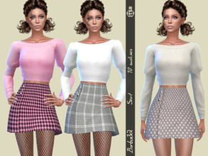 Sims 4 — Winter Set - Wool Skirt by Birba32 — Mini skirt in warm wool in 10 pattern, tartan and similar.