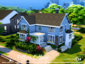 Sims 4 — Potters Cottage | NO CC by ProbNutt — Ornate plants decorate the exterior of Potters Cottage, while inside,