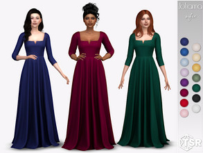 Sims 4 — Johanna Dress by Sifix2 — An elegant sleeved gown. Comes in 15 colors for teen, young adult and adult sims.