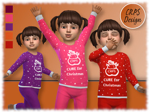 Sims 4 — CURE for Christmas Girls PJ top by Stephanie_Mey1991 — CRPS pyjama top for girls in six colors CURE for