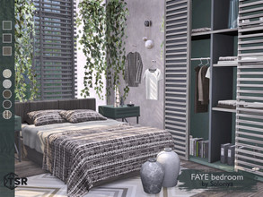 Sims 4 — Faye Bedroom by soloriya — A set of furniture for modern adult bedrooms. Includes 9 objects: --double bed, --bed