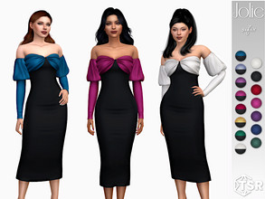 Sims 4 — Jolie Dress by Sifix2 — An off-shoulder pencil dress with detached poofy sleeves. Comes in 15 colors for teen,