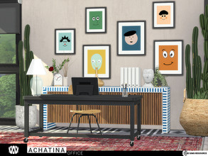 Sims 4 — Achatina Office by wondymoon — Achatina office furnitures and decorations with wheeled desk and wooden desk