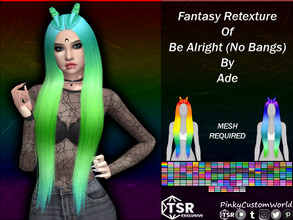 Sims 4 — Fantasy Retexture of Be Alright (No Bangs) hair by Ade by PinkyCustomWorld — Super long alpha hairstyle with a