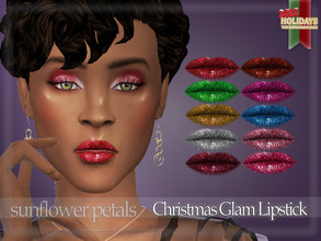 Sims 4 — Christmas Glam Lipstick by SunflowerPetalsCC — A very glittery, shiny lipstick in 10 shades.