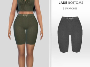 Sims 4 — Jade Bottoms by Puresim — Biker shorts with belt in 3 swatches.