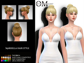Sims 4 — Marisella Hair Style by Oscar_Montellano — All lods Hat compatible 24 ea swatches BGC
