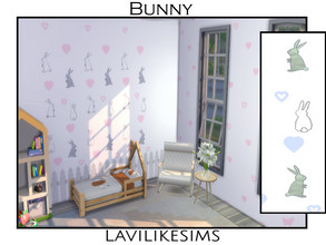 Sims 4 — Bunny by lavilikesims — A cute and adorable wallpaper perfect for the nursery. 4 walls, bunny with/without
