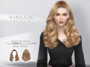 Sims 4 — WINGS-ER1203-Elegant retro curly hair by wingssims — Colors:20 All lods Compatible hats Make sure the game is