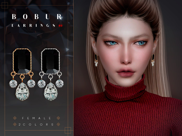 Sims 4 — Gemstone Earrings by Bobur2 — Gemstone Earrings for female 2 colors I hope you like it