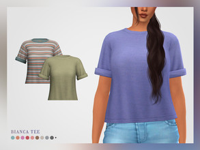 Sims 4 — Bianca Tee by pixelette — A basic, boxy short sleeve t-shirt. Perfect to match with my Nolan Tee! - New mesh /