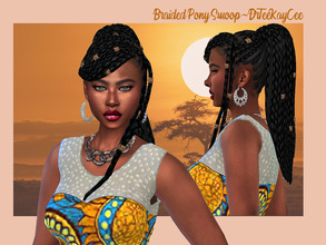 Sims 4 — Braids Pony Swoop by drteekaycee — Swoop here it is! This is a twist on the braid pony swoop. Sultry and sweet