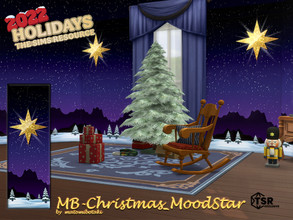 Sims 4 — MB-Christmas_MoodStar by matomibotaki — Atmospheric Christmas wallpaper with an evening landscape. The set