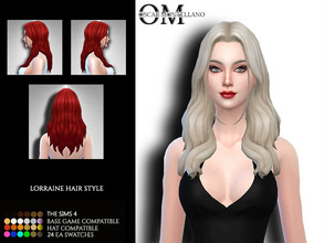 Sims 4 — Lorraine Hair Style by Oscar_Montellano — All lods Hat compatible 24 ea swatches BGC