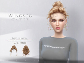 Sims 4 — Playful Bun hairstyle ER1208  by wingssims — Colors:20 All lods Compatible hats Make sure the game is updated to