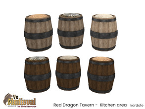 Sims 4 — Ye Medieval Red Dragon Tavern Barrel by kardofe — Barrel with food, decorative, in six different options