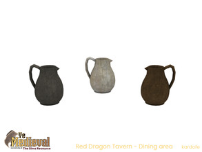 Sims 4 — Ye Medieval Red Dragon Tavern Pitcher by kardofe — Earthenware pitcher, decorative, in three colour options