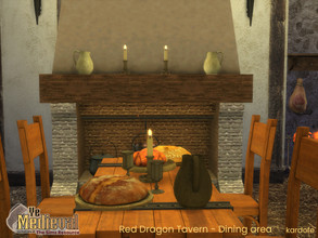 Sims 4 — Ye Medieval Red Dragon Tavern - Dining area by kardofe — Medieval tavern, divided into three parts, in this