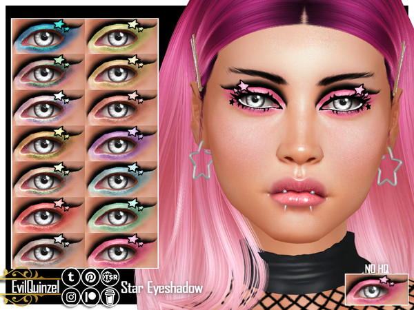 Sims 4 — Star Eyeshadow by EvilQuinzel — Pretty eyeshadow with stars in 14 swatches! - Eyeshadow category; - Female and