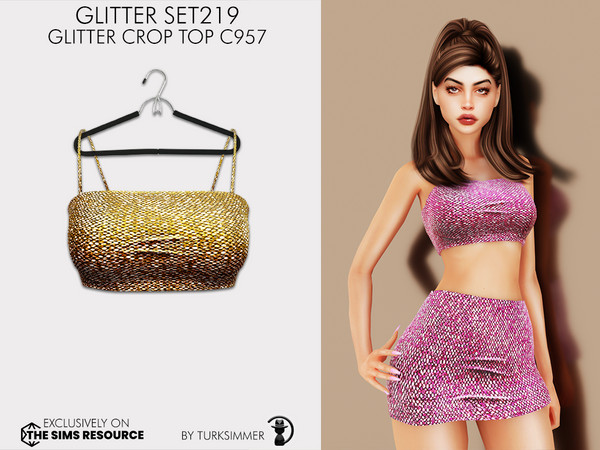 Sims 4 — Glitter SET219 - Glitter Crop Top C957 by Daph's — 10 Swatches Compatible with HQ mod Works with all of skins