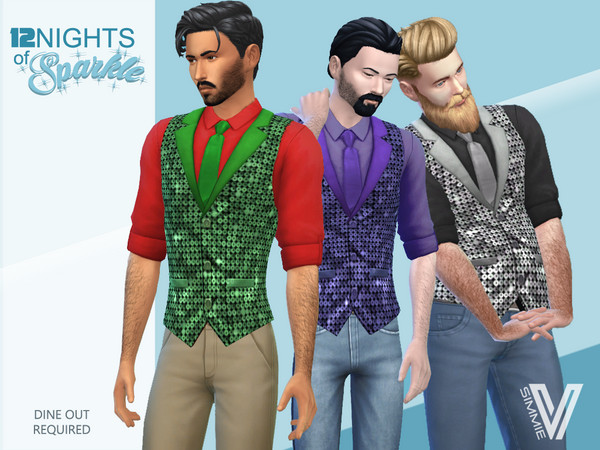 Sims 4 — 12 Nights of Sparkle DO Vest 2 by SimmieV — Nothing says you're ready to party quite like a sequined vest. The