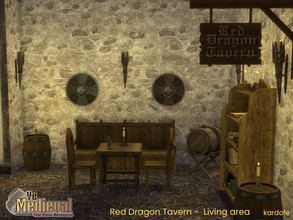 Sims 4 — Ye Medieval Red Dragon Tavern -  Living area by kardofe — Medieval tavern, divided into three parts, in this