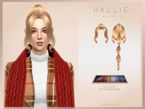 Sims 4 — Hallie Hairstyle (Patreon) by Enriques4 — New Mesh 24 Swatches Shadow Map All Lods Base Game Compatible Teen to