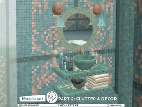 Sims 4 — Patreon Release - Mozaic bathroom set (2/3: Clutter & decor) by Syboubou — This set will allow you to build