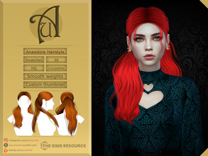 Sims 4 — Anasidora - Hairstyle by AurumMusik — Anasidora - new long low ponytail hairstyle with strands in front and