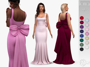 Sims 4 — Ilona Gown by Sifix2 — An elegant mermaid gown with a large bow in the back. Comes in 15 colors for teen, young