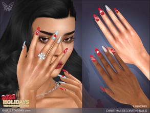 Sims 4 — Christmas Decorative Nails by feyona — Christmas Decorative Nails (oval-shaped) come with 8 Chrismas-themed