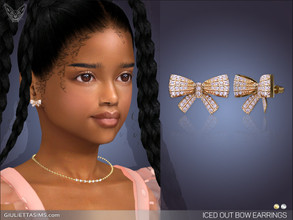 Sims 4 — Iced Out Bow Earrings For Kids by feyona — Iced Out Bow Earrings For Kids come in 2 colors of metal: yellow