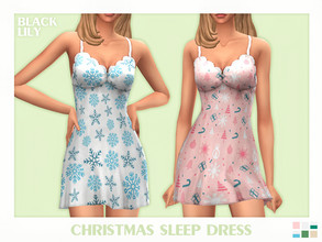 Sims 4 — Christmas Sleep Dress by Black_Lily — YA/A/Teen 6 Swatches New item