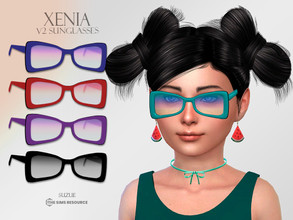 Sims 4 — Xenia V2 Sunglasses Child by Suzue — -New Mesh (Suzue) -12 Swatches -For Female and Male -HQ Compatible
