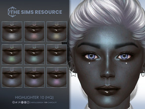 Sims 4 — Highlighter 10 (HQ)  by Caroll912 — A 9-swatch glittery face highlighter in pastel shades of rainbow and white.