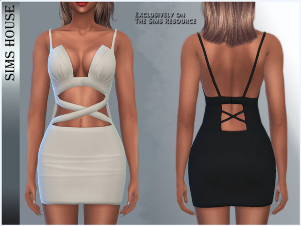 Sims 4 — SHORT DRESS WITH SPLIT by Sims_House — SHORT DRESS WITH SPLIT 6 options. Short women's dress for The Sims 4.