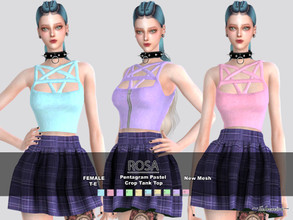 Sims 4 — ROSA - Pentagram Crop Top by Helsoseira — Style : Pastel pentagram crop tank top Name : ROSA Sub part Type :