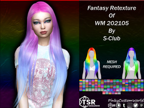 Sims 4 — Fantasy Retexture of WM202105 hair by S-Club by PinkyCustomWorld — Simple, long alpha hairstyle originally made