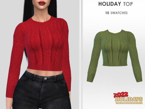 Sims 4 — Holiday Top by Puresim — Wool top in 10 swatches.