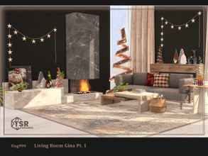 Sims 4 — Living Room Gina Pt 1 by ung999 — This cozy modern living room set comes in 2 parts in Christmas theme. First