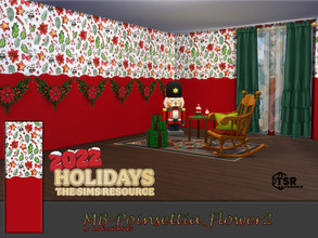 Sims 4 — MB-Poinsettia_Flower2 by matomibotaki — MB-Poinsettia_Flower2 Decorative Christmas wallpaper with Christmas