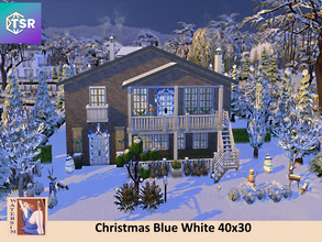 Sims 4 — ws Christmas Blue White - No CC by watersim44 — ws Christmas Blue White Entrance, Living, Kitchen, Dining, 1x