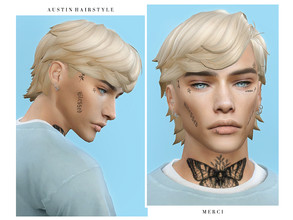 Sims 4 — Austin Hairstyle by -Merci- — New Maxis Match Hairstyle for Sims4. -24 EA Colours. -For male, teen-elder. -Base