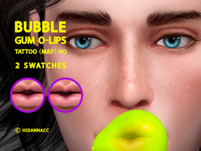 Sims 4 — Bubblegum O-Lips (Tattoo) - M&F HQ by HIDANNA — Bubblegum O-Lips - male & female HQ. Find it in tattoo