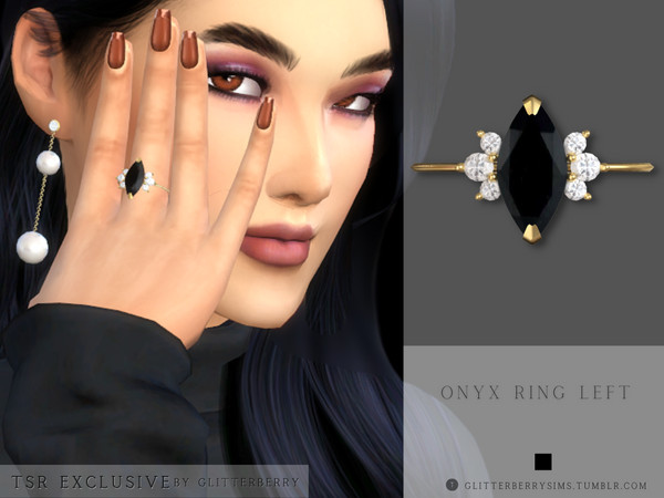 Sims 4 — Onyx Ring Middle Left by Glitterberryfly — A gorgeous onyx and diamond ring for the middle left finger