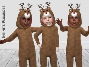 Sims 4 — Toddler Reindeer Onesie by InfinitePlumbobs — Reindeer Onesie for Toddlers - 1 Swatch - Suitable for Male and