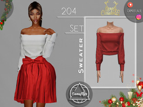Sims 4 — SET 204 - Off Shoulder Christmas Sweater by Camuflaje — Merry Christmas and Happy Holidays! I wish you and your