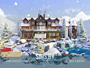 Sims 4 — Winterfest Dream by SIMSBYLINEA — Happy Winterfest! This large family home on top of the mountain is all ready